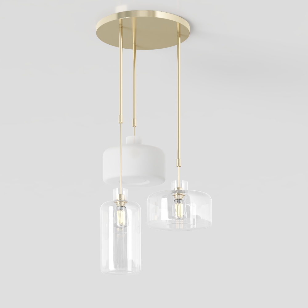 Elegant Glass Light Fixture 3D Model – Gold Accent Design