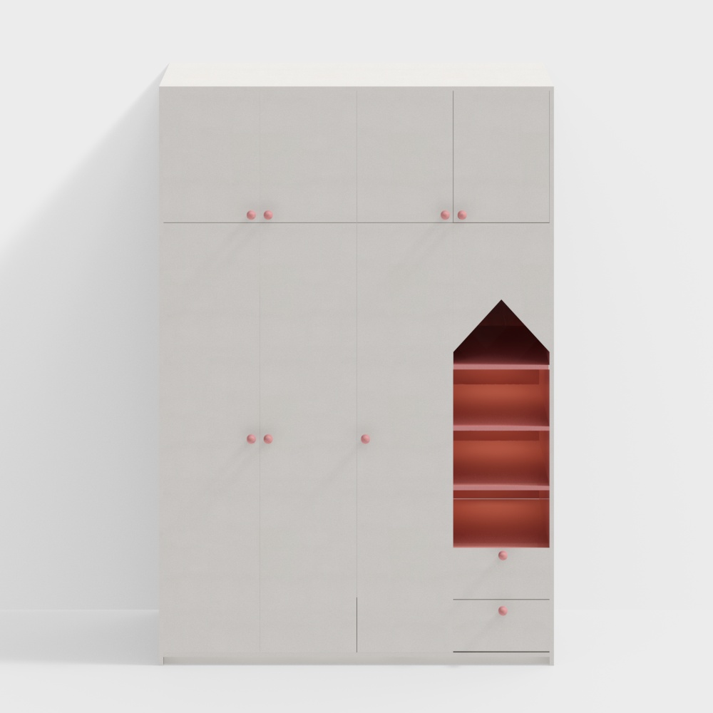 Modern Minimalist Wardrobe 3D Model – Low-Poly Stylish Cabinet