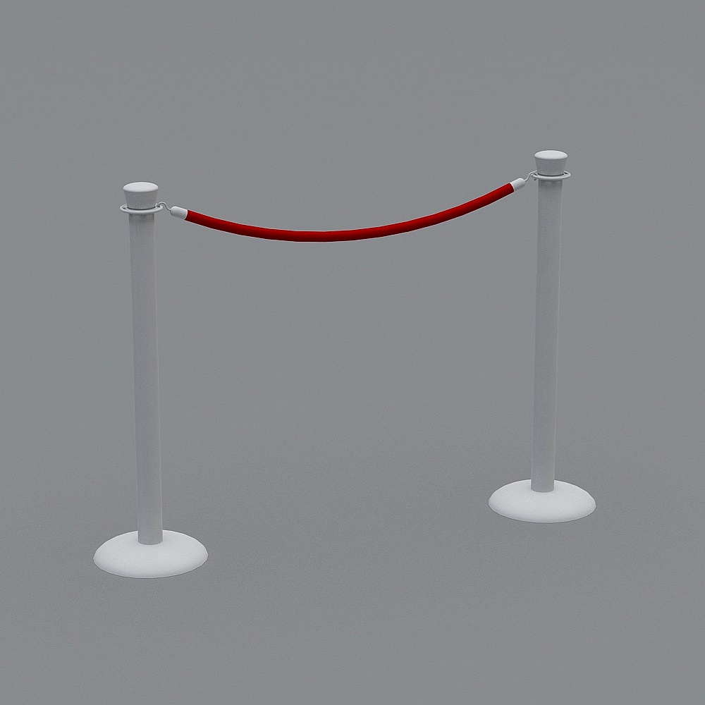 Red Rope and White Pillars 3D model