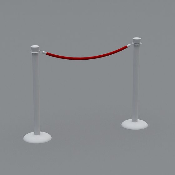 Red Rope and White Pillars 3D model