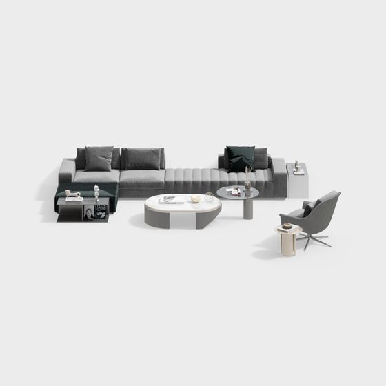 Elegant Urban Furniture Set 3D model for Contemporary Spaces