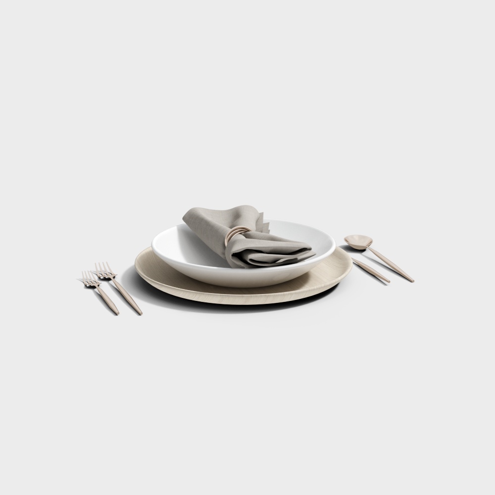Elegant Tableware 3D Model – Low-Poly Dining Set