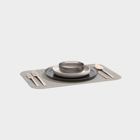 Stylish Gray Tableware 3D model for Modern Dining