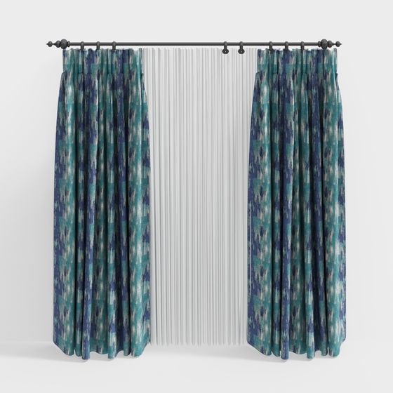 Abstract Textured Curtains 3D model for Modern Interiors