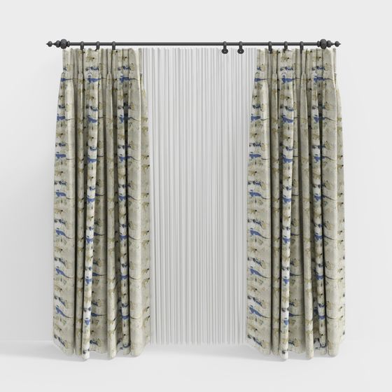 Stylish Artistic Curtain 3D model for Trendy Spaces