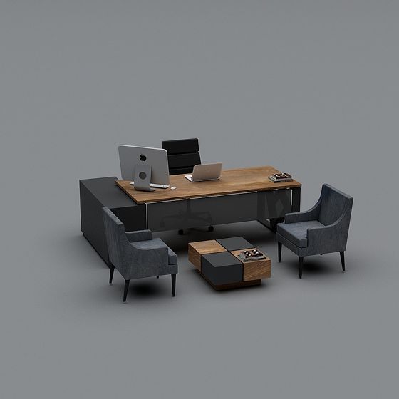 Minimalist Office Desk and Chair 3D Model Set – Modern Workspace