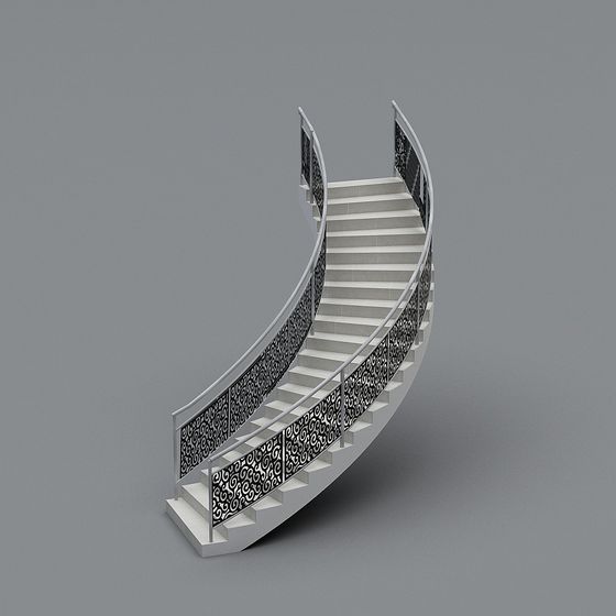 Elegant Low-Polygon 3D Staircase Model