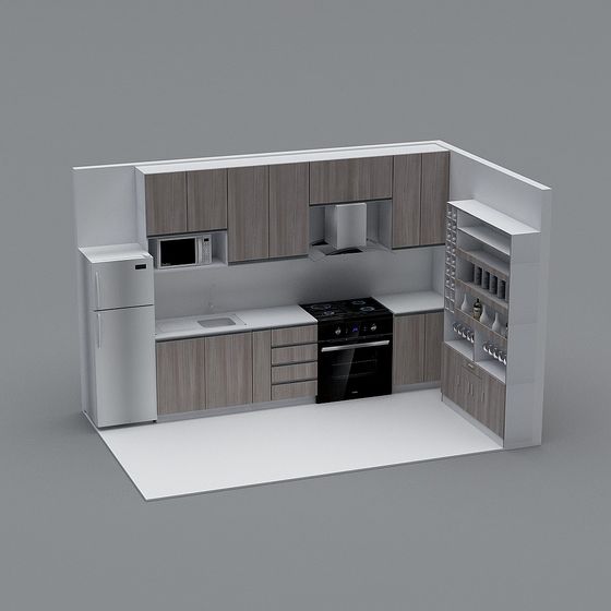 Modern Kitchen 3D Model with High Detail