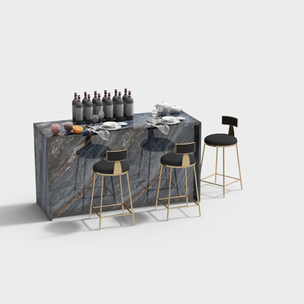 Modern marble bar bar chairs