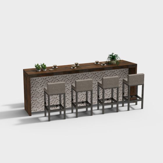 Elegant Low-Poly Bar Counter 3D Model
