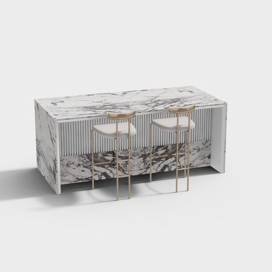 Chic Marble Bar Counter 3D model for Modern Spaces