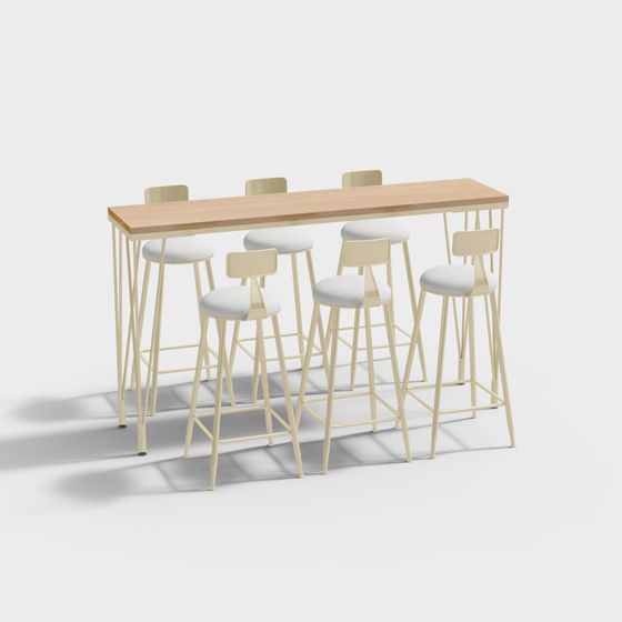 Urban Coffee Table and Bar Stool Set 3D model