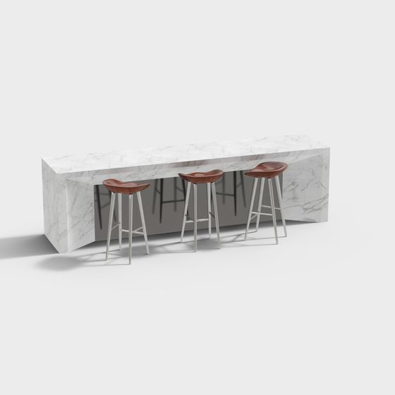Stylish Minimalist Bar Counter 3D model