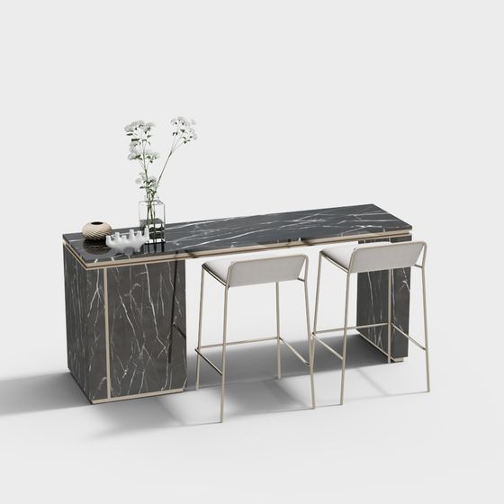 Urban Minimalist Bar Counter 3D model for Modern Spaces