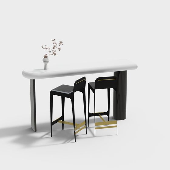 Urban Elegance Bar Table and Stools 3D model