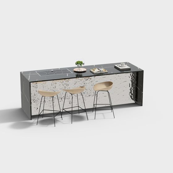 Urban Living Room Bar Counter 3D model for Creative Spaces