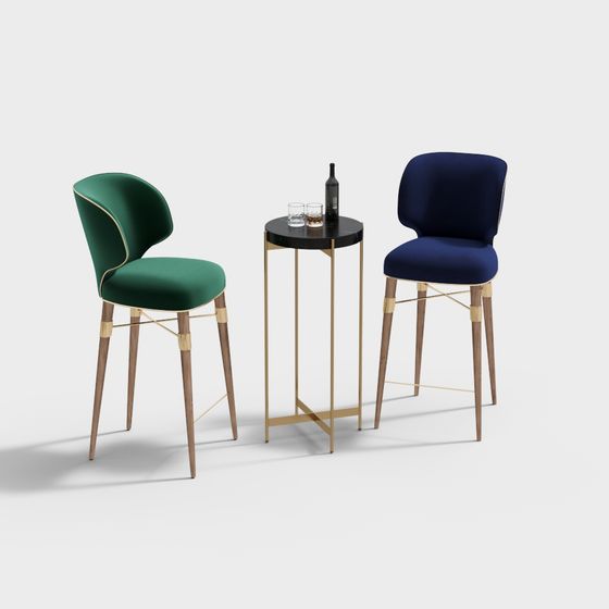 Stylish 3D Furniture Set with Chairs and Round Table