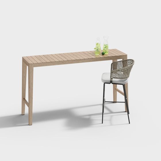 Outdoor Leisure Table and Chair Set 3D model