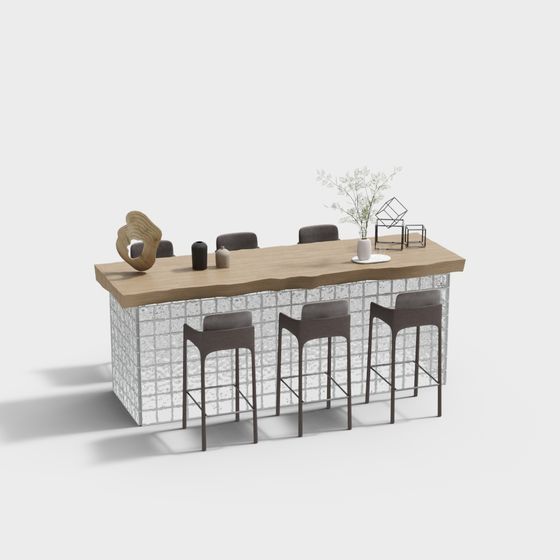 Stylish Urban Corner Bar Counter 3D model