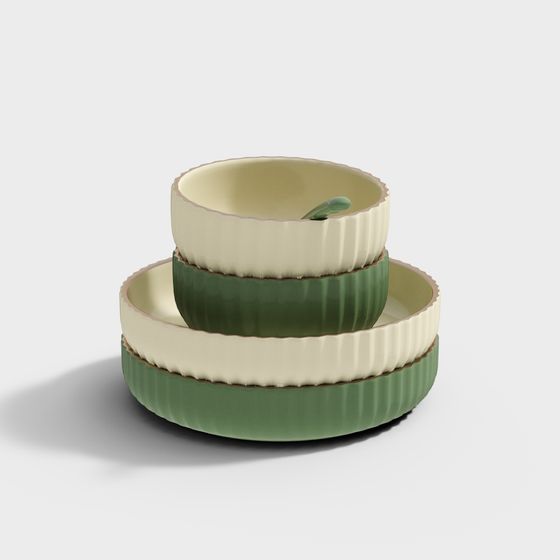 Low Poly Bowl Set 3D model for Modern Home Decor