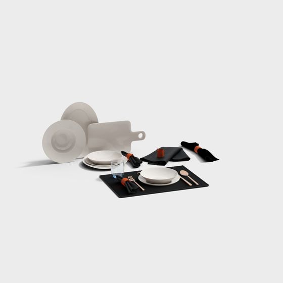 Elegant Minimalist Tableware Set 3D model