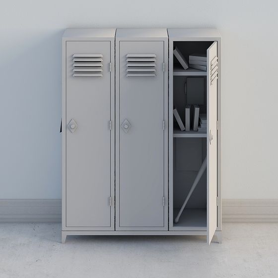 Contemporary Low-Polygon School Locker 3D model