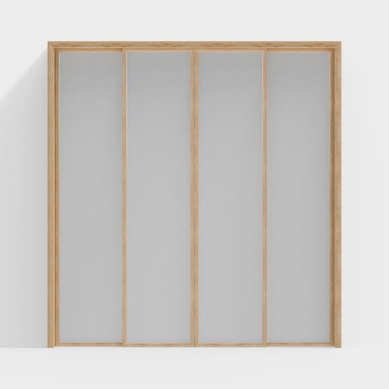 Glass Wooden Frame Door 3D model