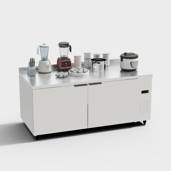 Stylish Stainless Steel Kitchen Workstation 3D model