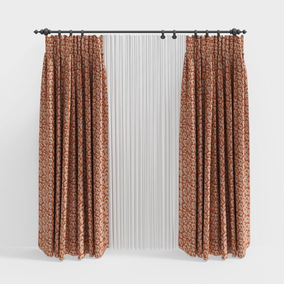 Elegant Low-Poly Curtain 3D model