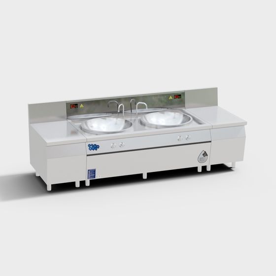 Modern Double Sink Dishwasher 3D model