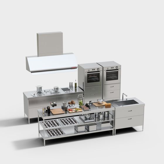 Contemporary Low-Polygon Kitchen 3D model