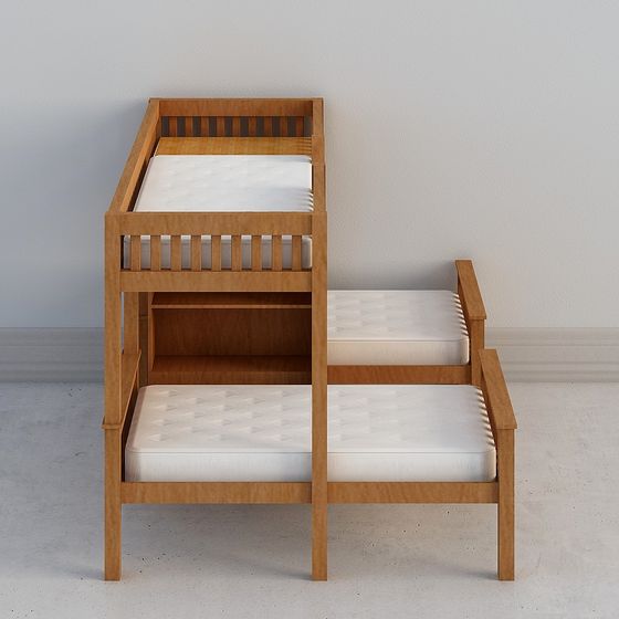Minimalist Double Bunk Bed 3D model