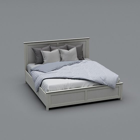 Stylish Gray Bed 3D model for Modern Interiors