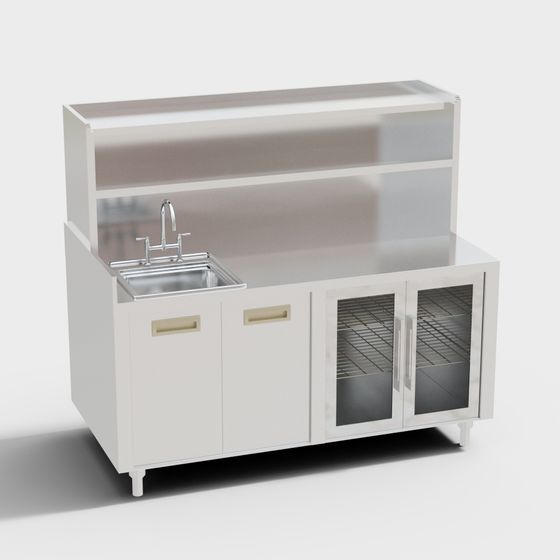 Stylish Low-Poly Kitchen Counter Cabinet 3D model