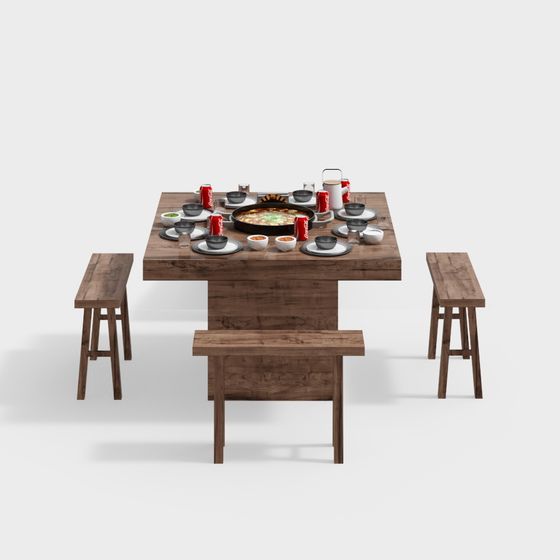 Family Dinner Table 3D model