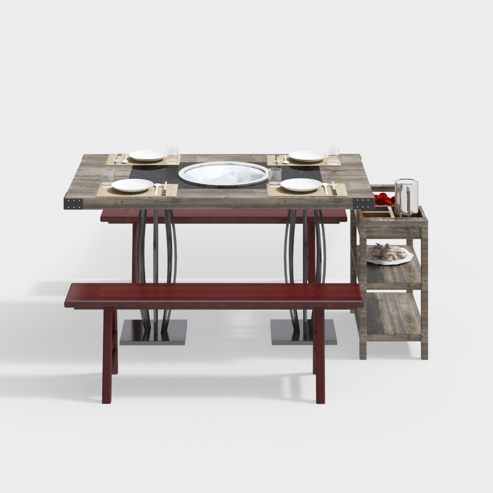 ชุดโต๊ะและเก้าอี้ร้านชาบูแบบจีนใหม่