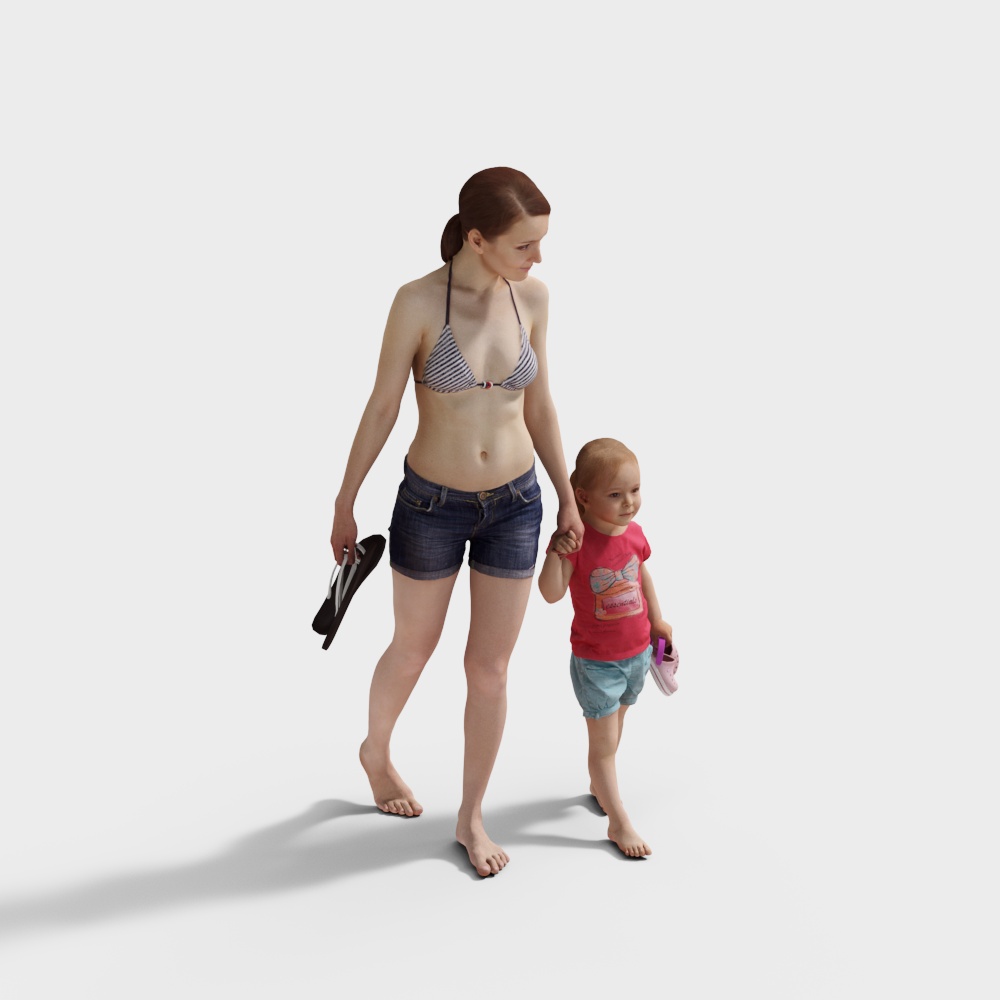 Mother-Daughter Summer Moment 3D Model