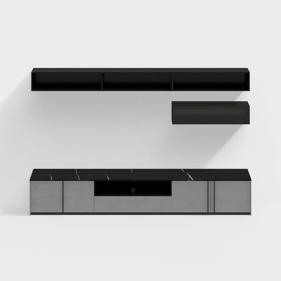 Sleek Low-Poly TV Cabinet 3D model for Modern Spaces