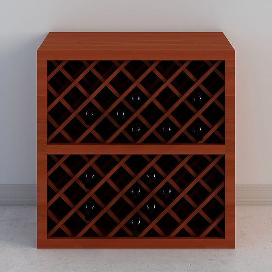Stylish Low-Poly Wine Cabinet 3D model