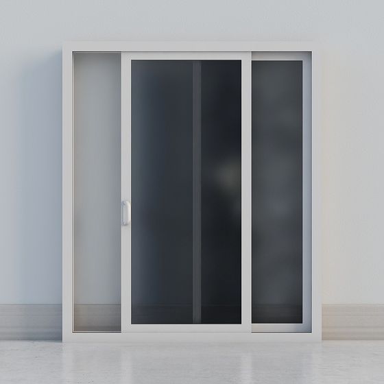 Stylish Glass Sliding Door 3D model for Modern Interiors