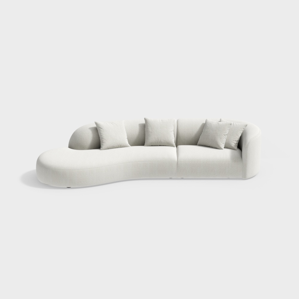Elegant Curved Sofa 3D model for Modern Interiors