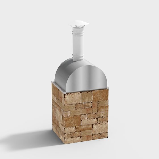 Charming Low-Polygon Brick Oven 3D model