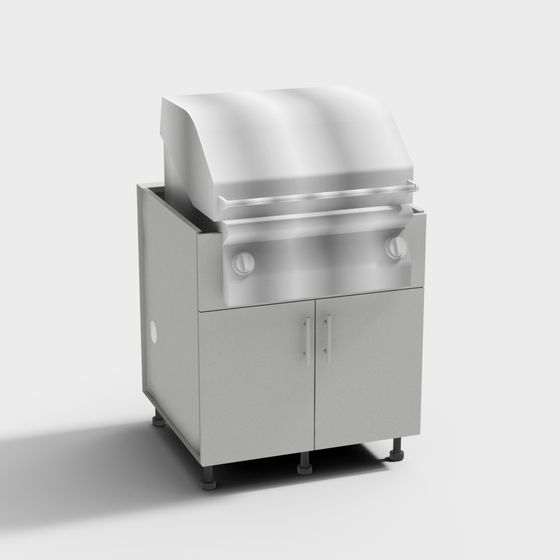 Stylish Stainless Steel BBQ Grill 3D model
