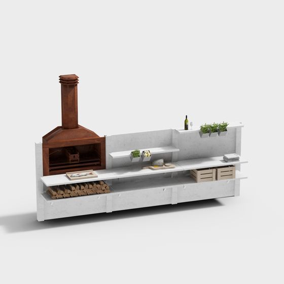 Minimalist Outdoor Kitchen 3D model