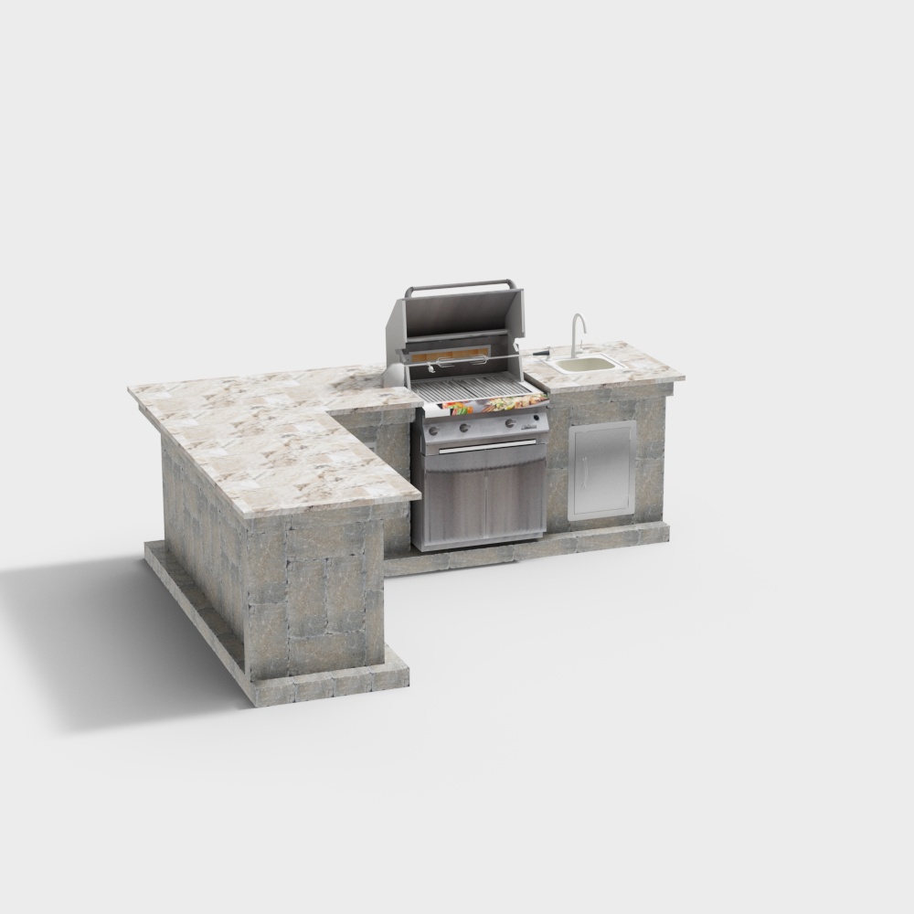 Outdoor kitchen  Grill dropin sink_fridge