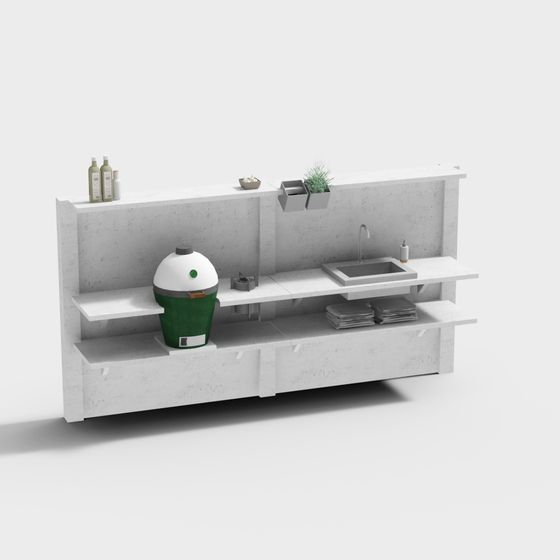 Minimalist Concrete Bar 3D model for Modern Interiors