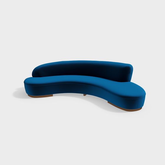 Elegant Curved Blue Sofa 3D Model