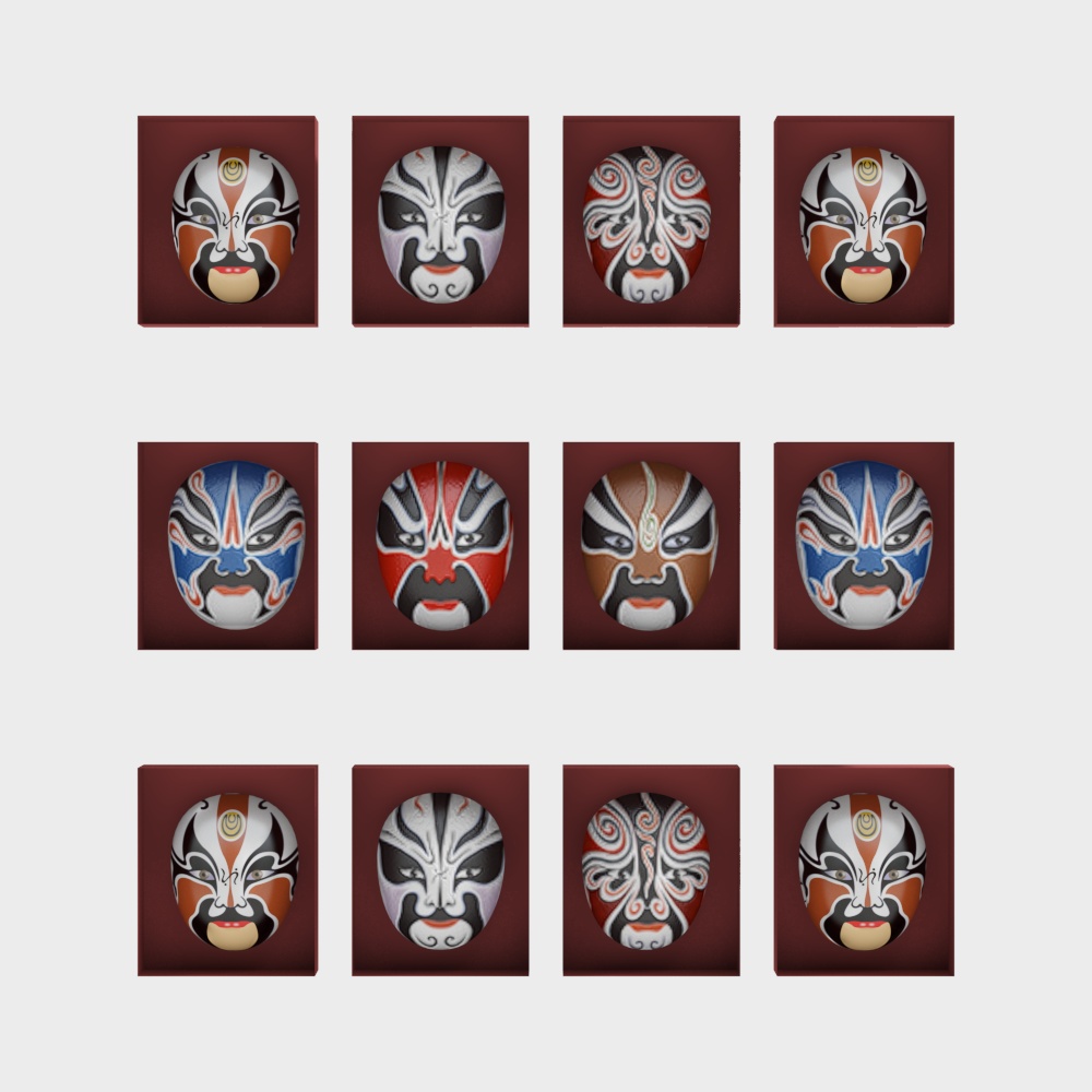 Mystical Peking Opera Masks 3D model Collection