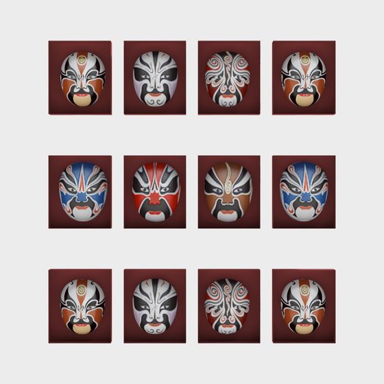 Mystical Peking Opera Masks 3D model Collection
