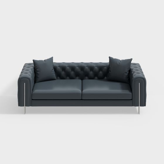 Elegant Low-Poly Gray Sofa 3D model